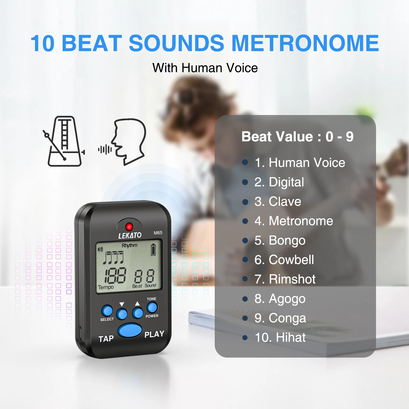 المسرع المعلم Lekato M65 مع صو - مراجعة Metronome Digital وسعره