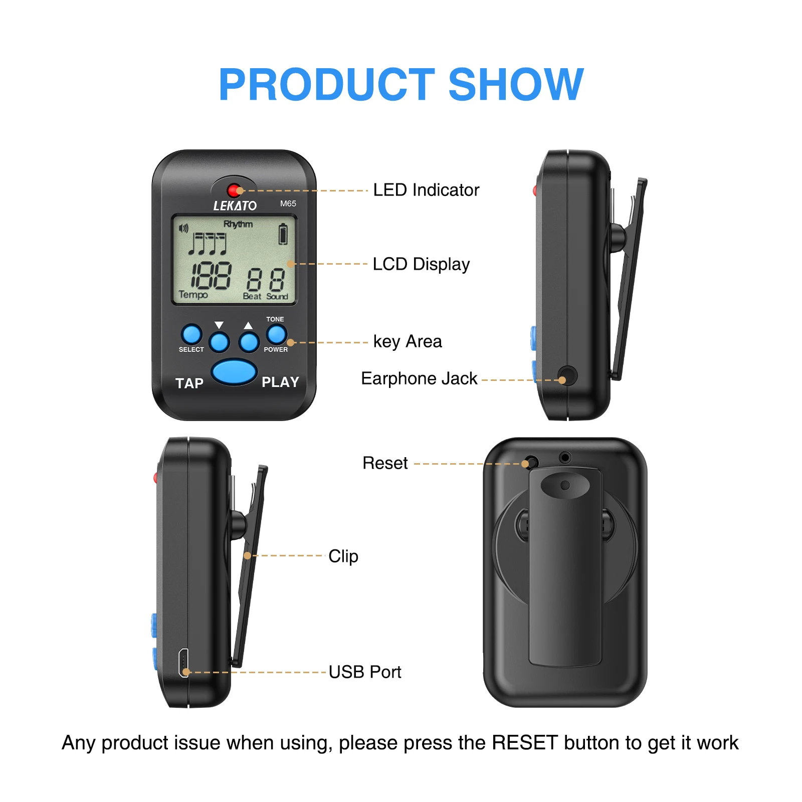 المسرع المعلم Lekato M65 مع صو - مراجعة Metronome Digital وسعره